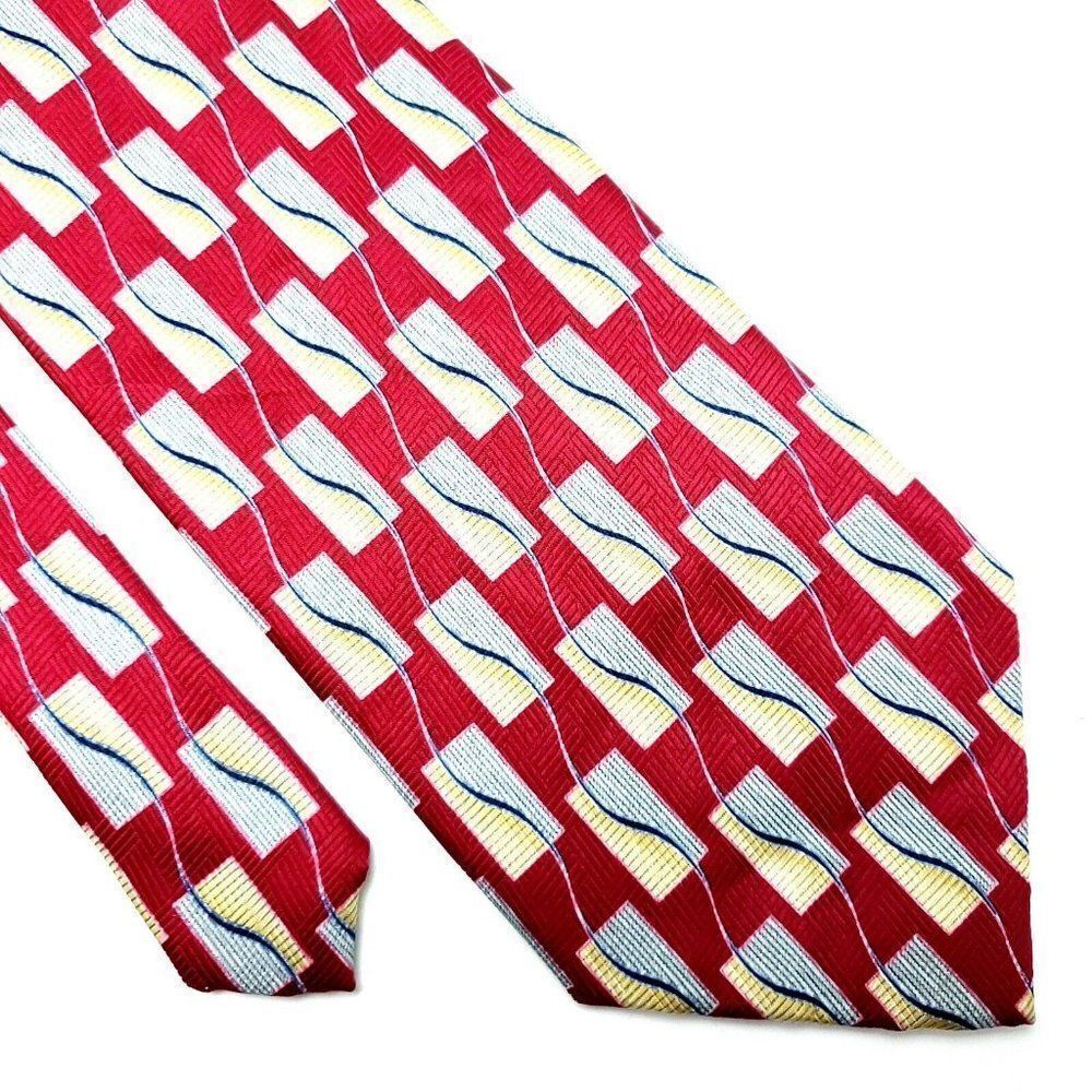 Renzo Polyester Tie Print Red Geometric